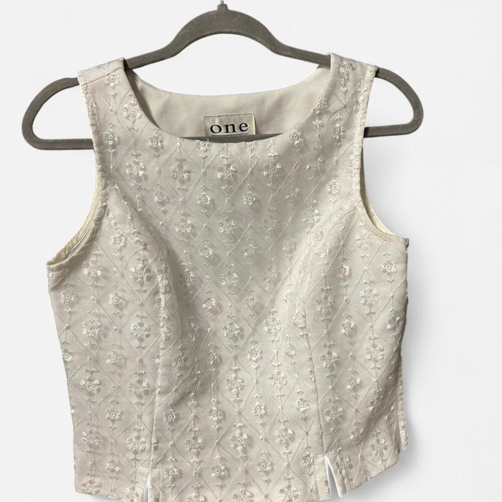 XS Vintage early 90s sleeveless short almost cropped cream corset top